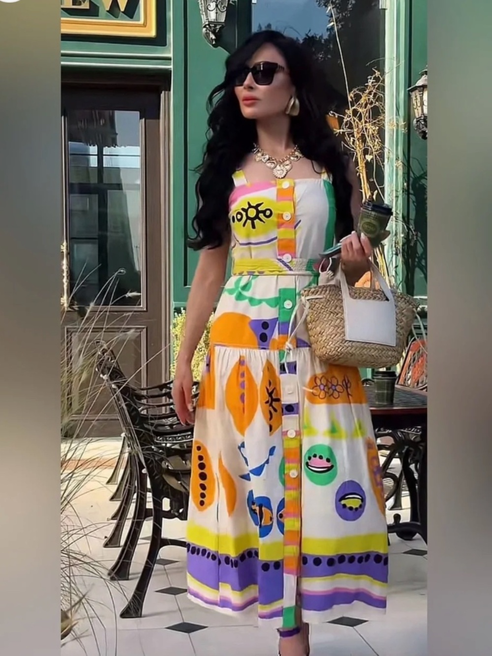 Zara multi color beach dress L